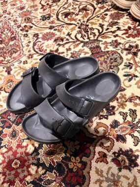 Birkenstock Black Two-Band Slide Sandals